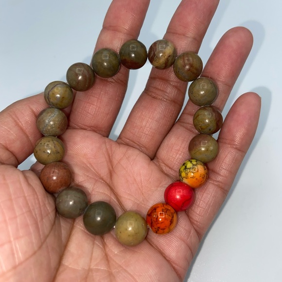 Men’s Glass Stretch Bead Bracelet - Picture 1 of 7